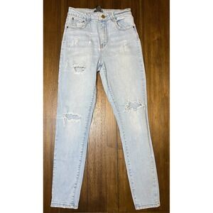 Fashion Nova High Waisted Light Wash Distressed Skinny‎ Jeans Size 7